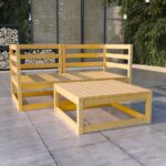 3-tlg. Garten-Lounge-Set Massivholz Kiefer