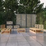 7-tlg. Garten-Lounge-Set Massivholz Kiefer