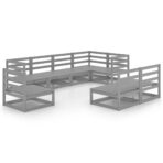 8-tlg. Garten-Lounge-Set mit Kissen Massivholz Kiefer – Bild 2