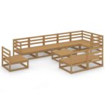 10-tlg. Garten-Lounge-Set Honigbraun Massivholz Kiefer – Bild 2