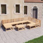 10-tlg. Garten-Lounge-Set Massivholz Kiefer