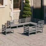9-tlg. Garten-Lounge-Set Massivholz Kiefer
