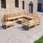 10-tlg. Garten-Lounge-Set Massivholz Kiefer