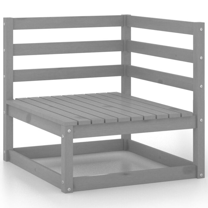 10-tlg. Garten-Lounge-Set Grau Kiefer Massivholz – Bild 4