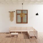 8-tlg. Garten-Lounge-Set Massivholz Kiefer