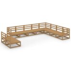 10-tlg. Garten-Lounge-Set Honigbraun Massivholz Kiefer – Bild 2