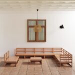 11-tlg. Garten-Lounge-Set Honigbraun Massivholz Kiefer