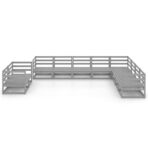10-tlg. Garten-Lounge-Set Grau Kiefer Massivholz – Bild 3