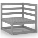 10-tlg. Garten-Lounge-Set Grau Kiefer Massivholz – Bild 4