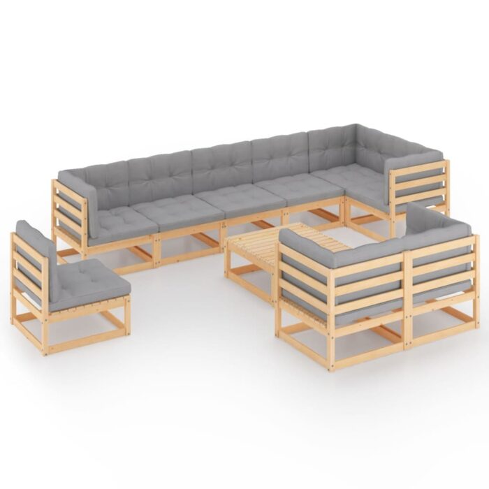 10-tlg. Garten-Lounge-Set Massivholz Kiefer – Bild 2