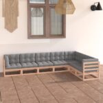 7-tlg. Garten-Lounge-Set Massivholz Kiefer