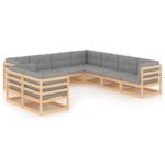 9-tlg. Garten-Lounge-Set Massivholz Kiefer