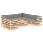 10-tlg. Garten-Lounge-Set Massivholz Kiefer