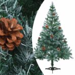 Künstlicher Weihnachtsbaum mit Beleuchtung Kugeln Zapfen 150 cm – Bild 2