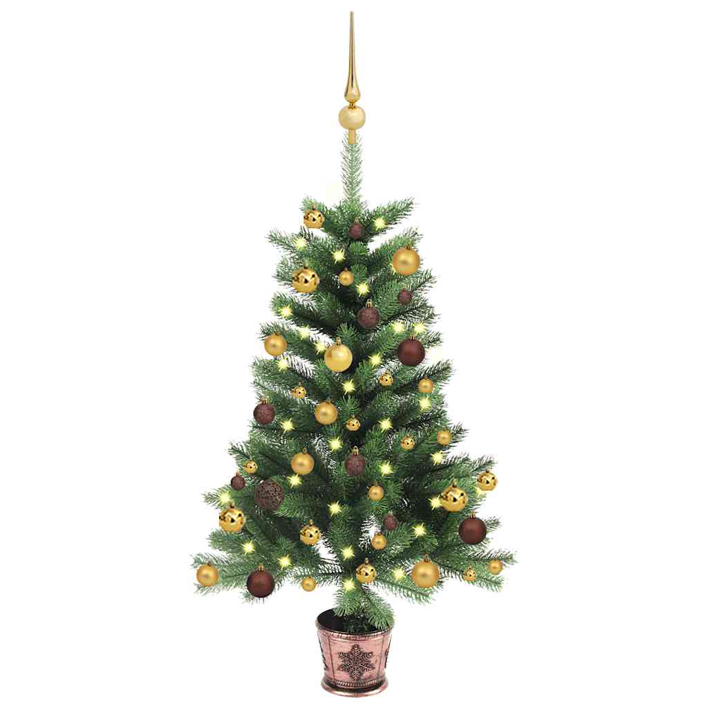 3077552_1.jpg Künstlicher Weihnachtsbaum mit Beleuchtung & Kugeln 90 cm Grün – Bild 1