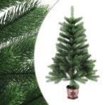 Künstlicher Weihnachtsbaum mit Beleuchtung & Kugeln 90 cm Grün – Bild 2