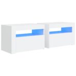Nachttische 2 Stk. mit LEDs Weiss 60x35x40 cm – Bild 2