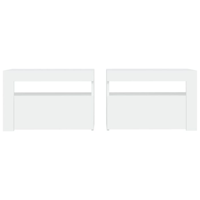 Nachttische 2 Stk. mit LEDs Weiss 60x35x40 cm – Bild 4
