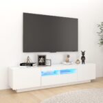 TV-Schrank mit LED-Leuchten Weiss 180x35x40 cm