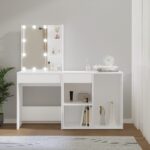 LED-Schminktisch mit Schrank Weiss Holzwerkstoff