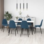 Esszimmerstühle 6 Stk. Blau Samt