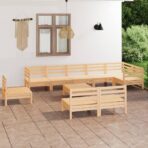 10-tlg. Garten-Lounge-Set Massivholz Kiefer - Massivholz Kiefer