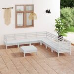 8-tlg. Garten-Lounge-Set Massivholz Kiefer Weiß - Massivholz Kiefer
