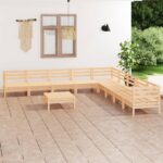 10-tlg. Garten-Lounge-Set Massivholz Kiefer - Massivholz Kiefer