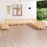 11-tlg. Garten-Lounge-Set Massivholz Kiefer - Massivholz Kiefer