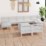 10-tlg. Garten-Lounge-Set Massivholz Kiefer