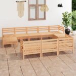 10-tlg. Garten-Lounge-Set Weiss Massivholz Kiefer