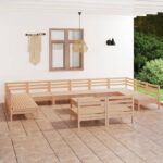 13-tlg. Garten-Lounge-Set - Massivholz Kiefer