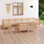 10-tlg. Garten-Lounge-Set - Massivholz Kiefer