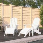 Adirondack-Gartenstühle 2 Stk. mit Hockern HDPE Weiss
