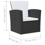 8-tlg. Garten-Lounge-Set mit Kissen Poly Rattan Schwarz – Bild 10