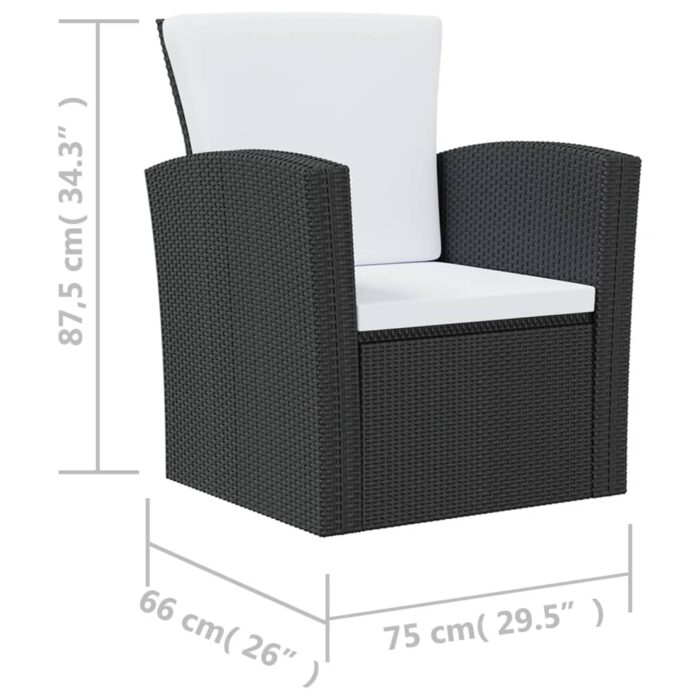 8-tlg. Garten-Lounge-Set mit Kissen Poly Rattan Schwarz – Bild 10