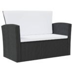 8-tlg. Garten-Lounge-Set mit Kissen Poly Rattan Schwarz – Bild 3