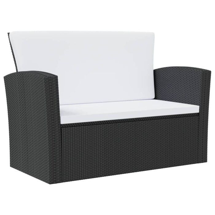 8-tlg. Garten-Lounge-Set mit Kissen Poly Rattan Schwarz – Bild 3