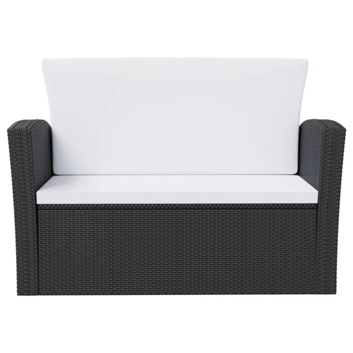 8-tlg. Garten-Lounge-Set mit Kissen Poly Rattan Schwarz – Bild 4
