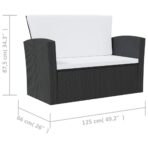 8-tlg. Garten-Lounge-Set mit Kissen Poly Rattan Schwarz – Bild 9