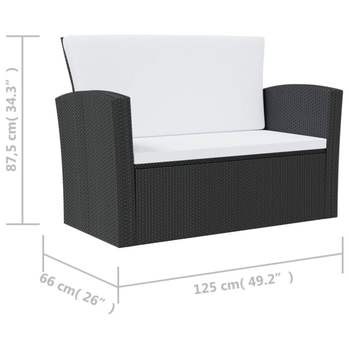8-tlg. Garten-Lounge-Set mit Kissen Poly Rattan Schwarz – Bild 9