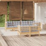 7-tlg. Garten-Lounge-Set - Massivholz Kiefer