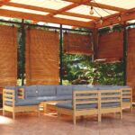 10-tlg. Garten-Lounge-Set - Massivholz Kiefer