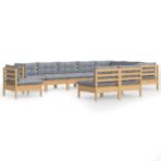 10-tlg. Garten-Lounge-Set - Massivholz Kiefer – Bild 2