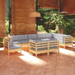 10-tlg. Garten-Lounge-Set - Massivholz Kiefer