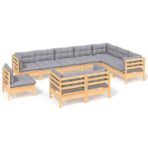 10-tlg. Garten-Lounge-Set - Massivholz Kiefer – Bild 2