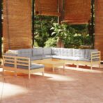 10-tlg. Garten-Lounge-Set - Massivholz Kiefer