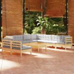 10-tlg. Garten-Lounge-Set - Massivholz Kiefer