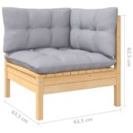 10-tlg. Garten-Lounge-Set mit Grauen Kissen Massivholz Kiefer – Bild 7