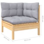 10-tlg. Garten-Lounge-Set mit Grauen Kissen Kiefernholz – Bild 7